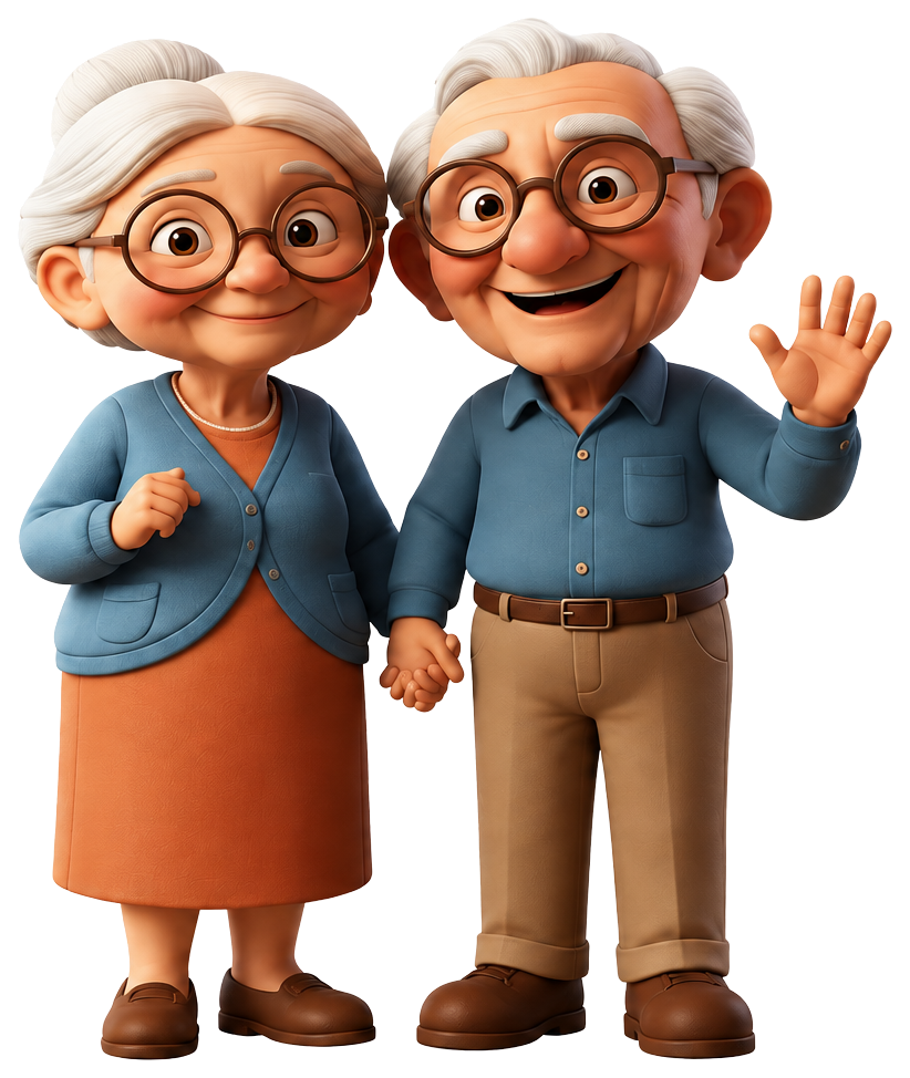 Ilustração - Casal de idosos